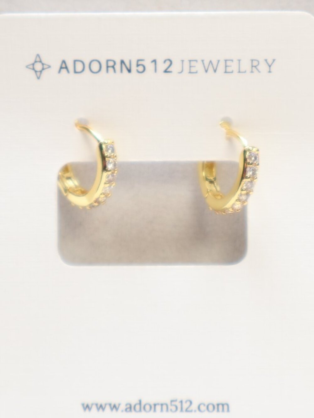 Adorn512 Gold Tone Clear Crystal Huggie Earrings $54 New